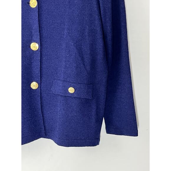 Vintage Wool Blend Cardigan Sweater Blazer Women M Gold Buttons Old Money Preppy - Picture 5 of 12